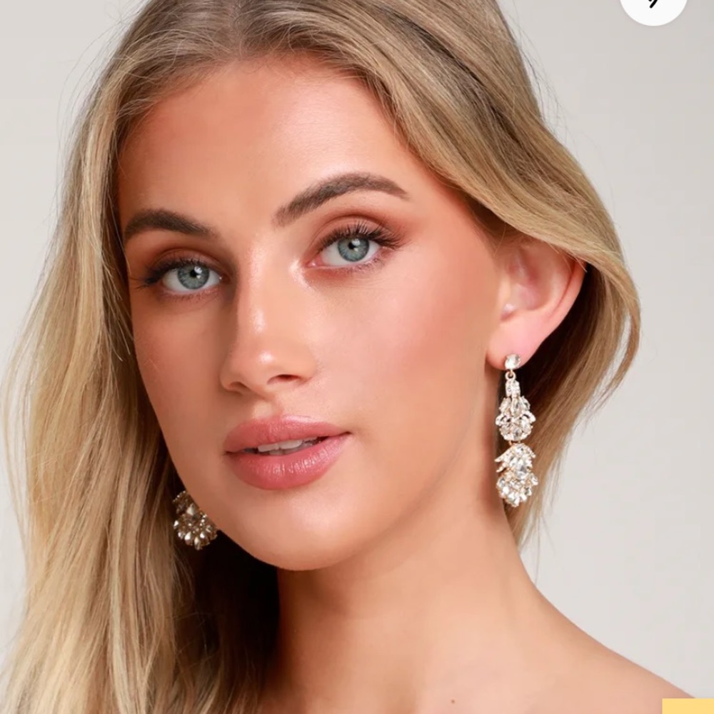 Gold rhinestone chandelier earrings